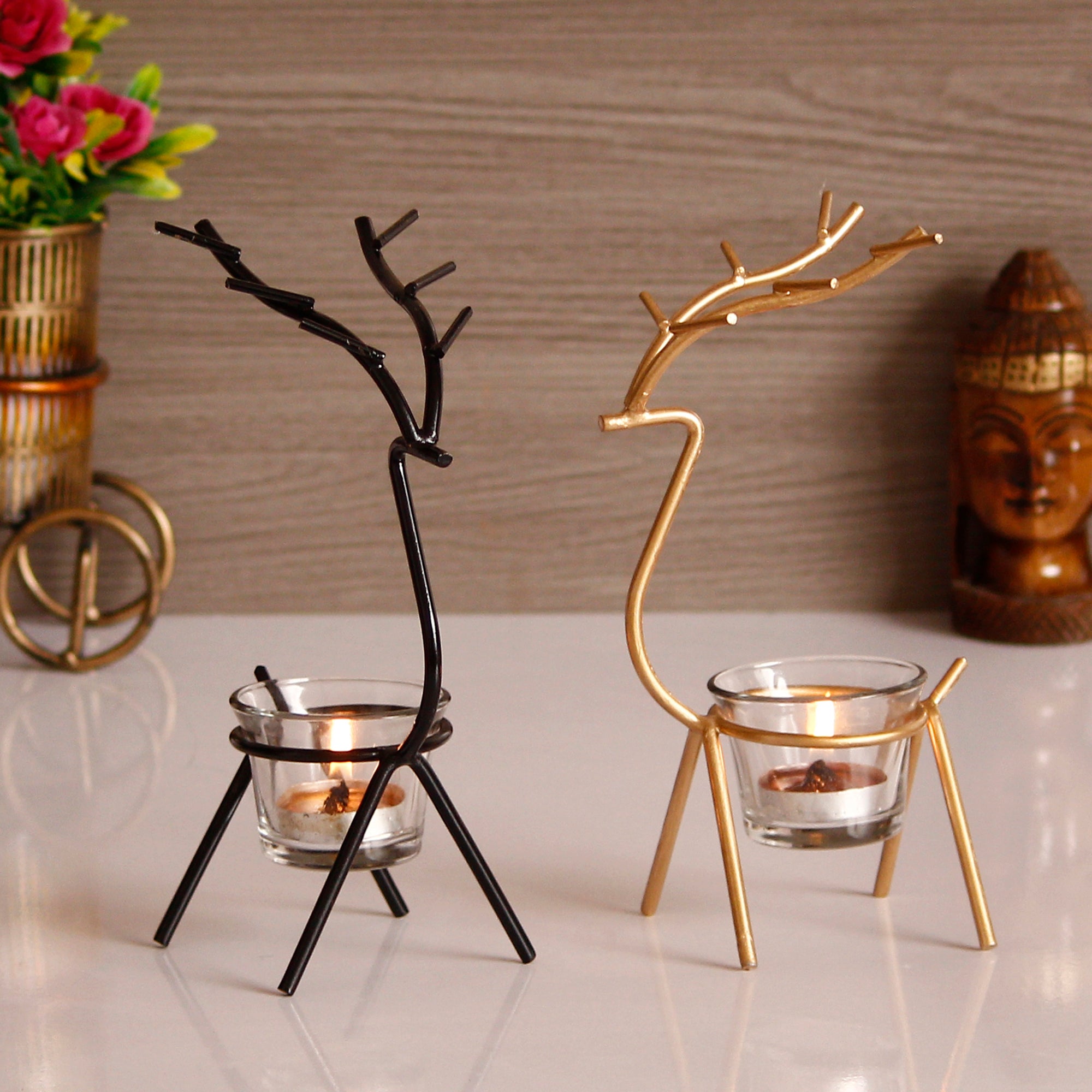 Handcrafted Deer Tealight Holders